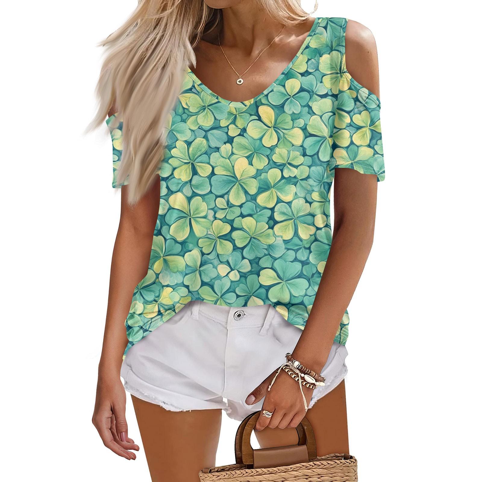 

Женская летняя модная повседневная футболка без бретелек с v-образным вырезом и коротким рукавом с принтом, топ XL