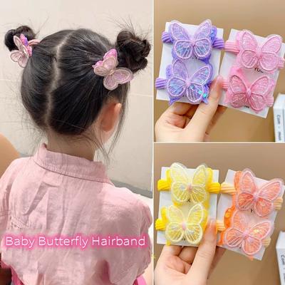 2PCS Lantejoulas Borboleta Meninas Bonitas Amarrar Um Rabo De Cavalo Crianças Elásticos Faixas De Cabelo Acessórios Para Cabelo Crianças Laços De Cabelo Bebê Headwear