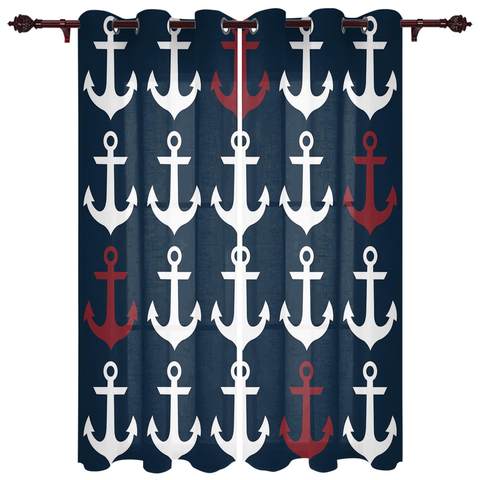 Главная Шторы Синий Якорь Лодка Рыба Спальня Кухня Шторы Гостиная Украшения Элементы — фото 16