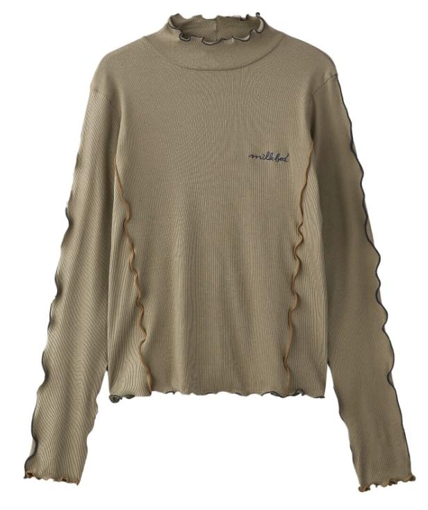 

Milkfed Casual Overlock Stitched Top in Khaki Women s