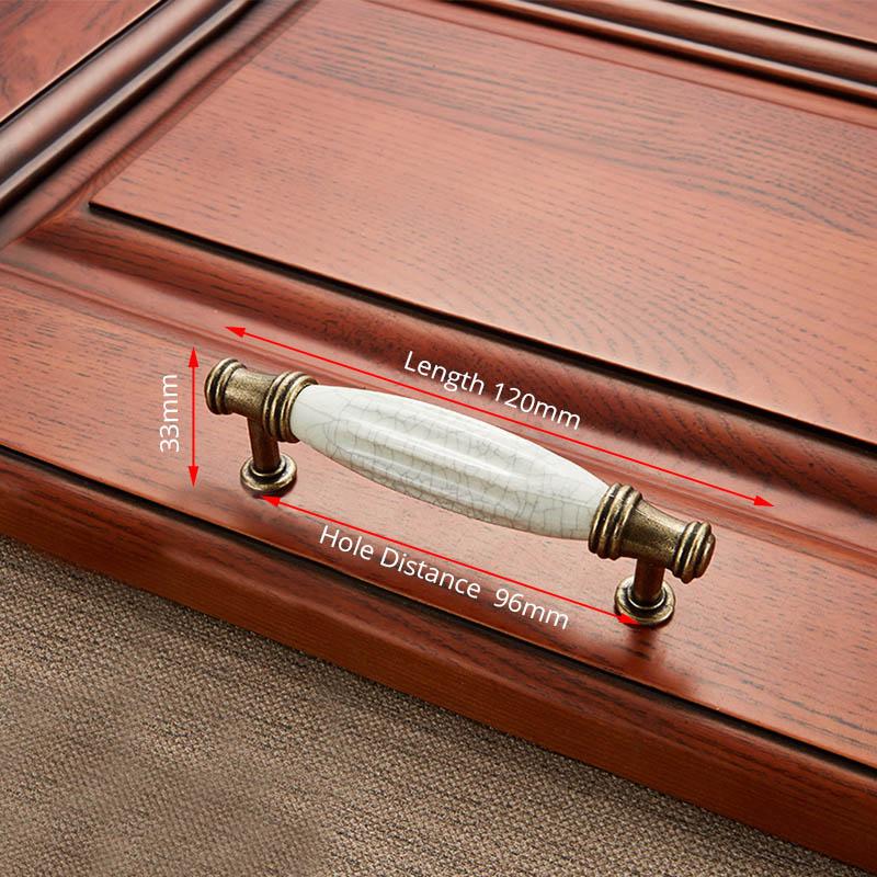 NAIERDI Antique Bronze Ceramic White Cabinet Handles Zinc Alloy Drawer knobs Wardrobe Door Handle European Furniture Hardware