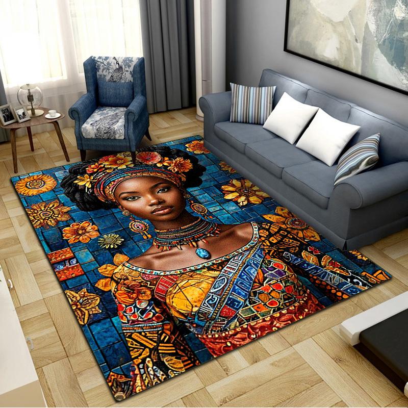 African Women Carpet Rug for Living Room Bedroom Home Sofa Decoration,Kids play Non-slip Floor Mat