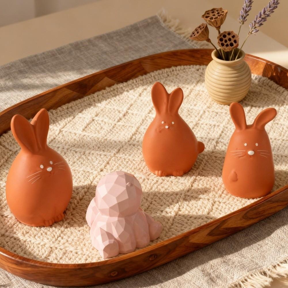Non-Stick 3D Rabbit Mold DIY Crafts Rabbit Candle Mold Ornament Plaster Cement Mold  Offices Decor