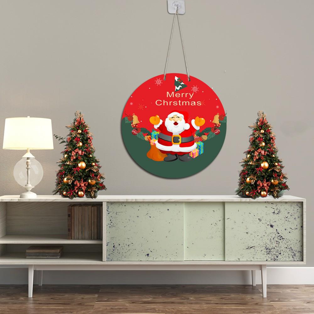 Christmas Wooden Welcome Sign: Round Hanging Door Plate and Wall Decoration for Festive Atmosphere