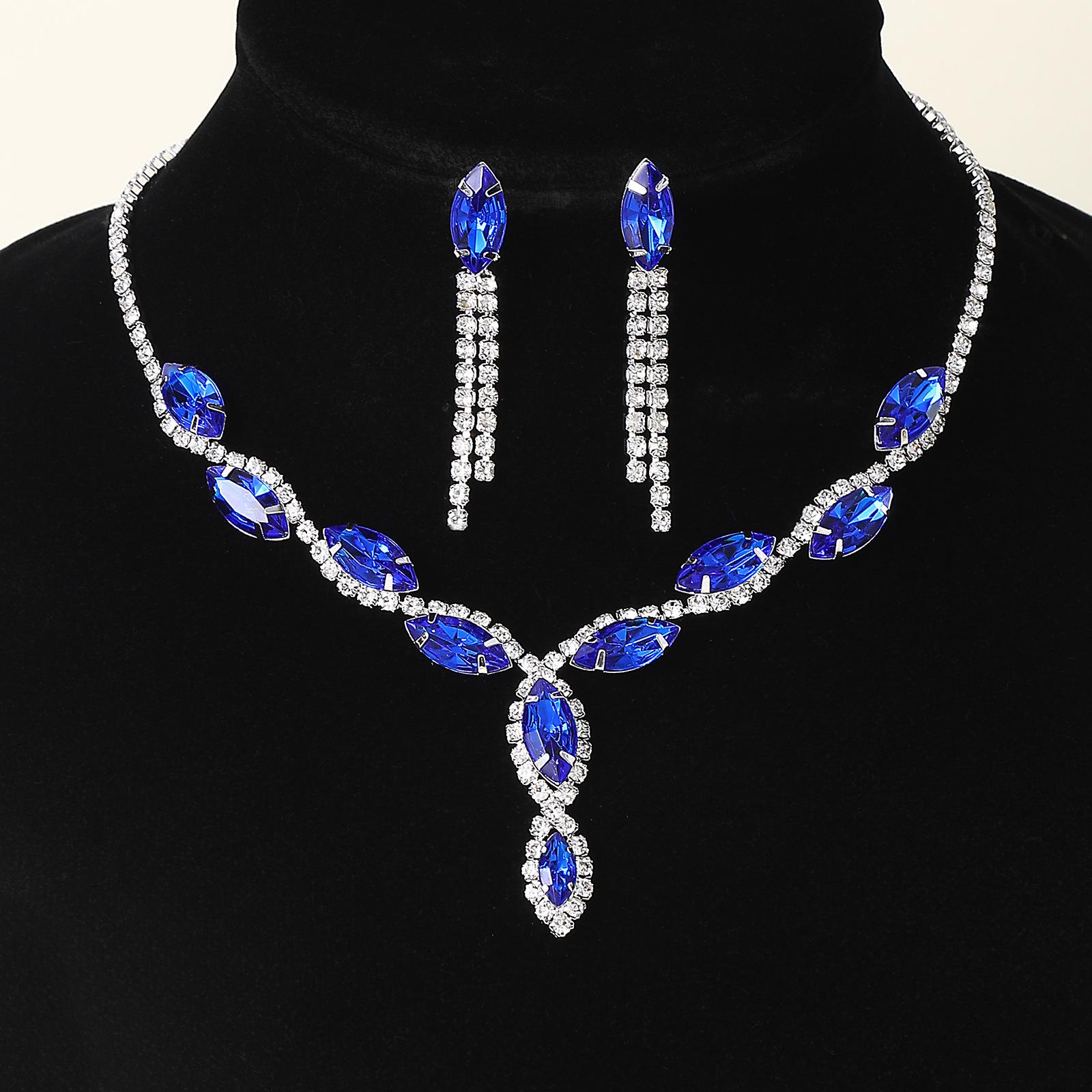 Luxurious Cross-border Jewelry Set: Chic Earrings & Necklace Duo синий