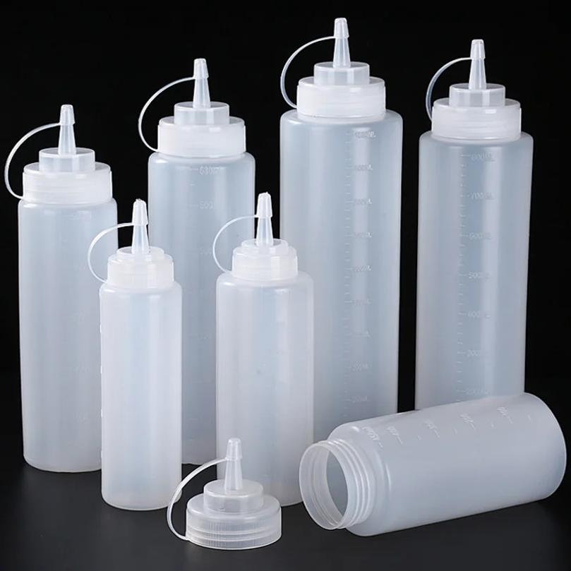 240-1000ml Plastic Pointed Mouth Squeeze Type Made Environmentally Friendly Bottles Containers For Sauces Ketchup BBQ Syrup Oils