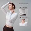 Women's Modal Yoga Wear: Sexy Ruched Slim Fit Round Neck Sports Top, Long Sleeve for Spring, Autumn, and Winter