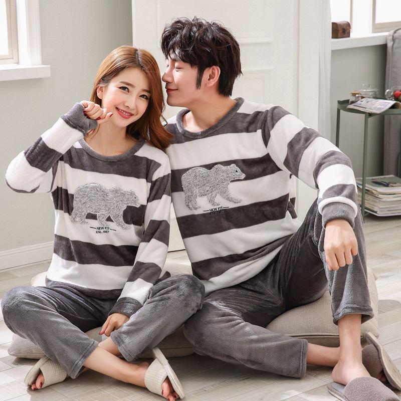 

Фланелевый теплый пижамный комплект для зимы с длинными рукавами и длинными брюками с рисунком из мультфильма, мужская пижама из двух комплектов, домашняя одежда, большой размер, утолщенный L