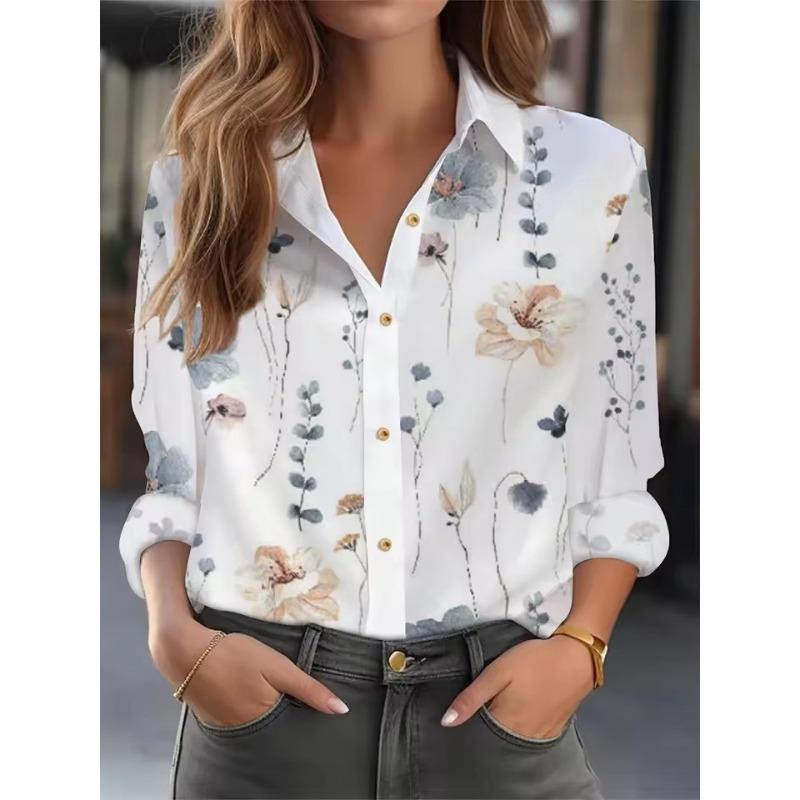 Fashion Casual Long Sleeve Women's Shirt Versatile Loose Shirt Femininity Printed Top