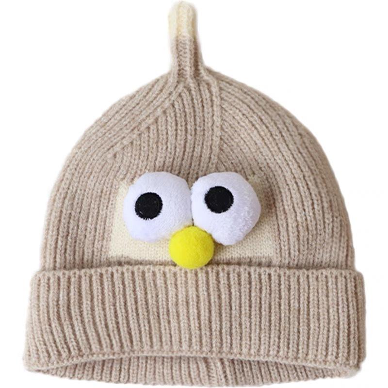 Baby wool hat autumn and winter Korean version of children's warm pullover hat cute super cute big eyes men and women children knitted hat