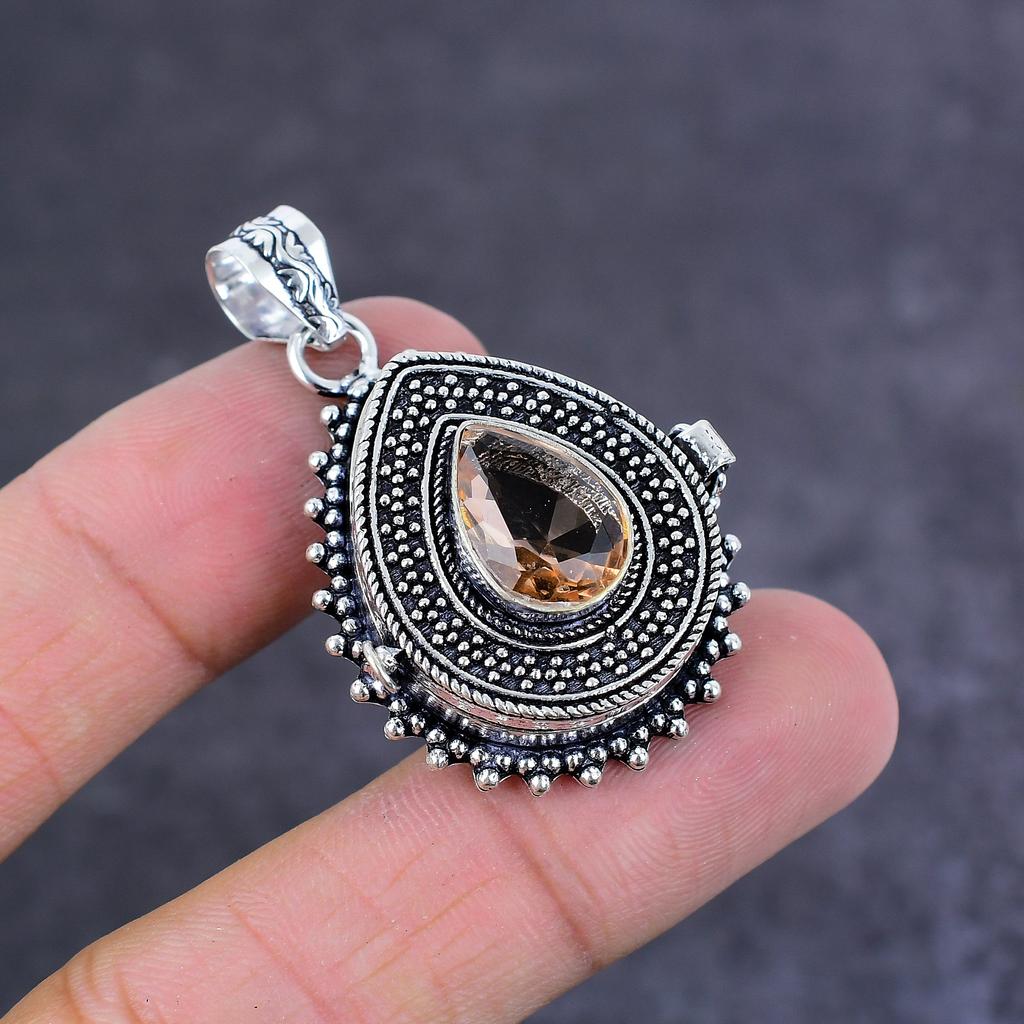 Morganite Handmade 925 Sterling Silver Gift Jewelry Poison Pendant 1.77" S0m25