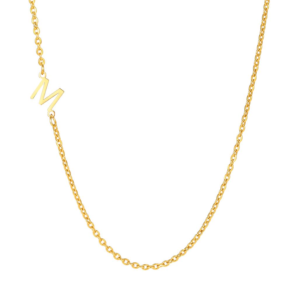 A-Z 26 Letters Initial Necklaces for Women 18k Gold Color Stainless Steel Necklace Rolo Chain Pendants Anniversary Jewelry