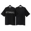 T-shirt in cotone puro a doppia filatura, lavata e invecchiata, con stampa di lettere Vetements, versione alta transfrontaliera, per uomo e donna