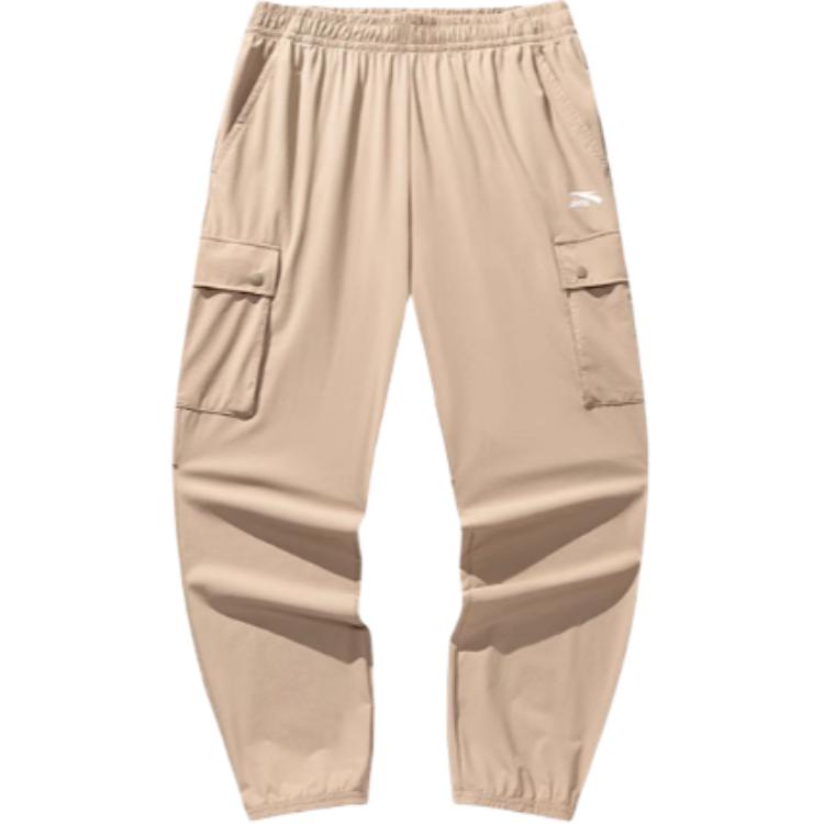 Anta Casual Simple Solid Color Tapered Loose Knit Sports Pants Men Bottoms Light-Beige 152528306-1