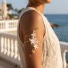 Adjustable Floral Open Cuff Armlet Gold Color Metal Open Arm Ring Flower Cuff Bracelet  For Women