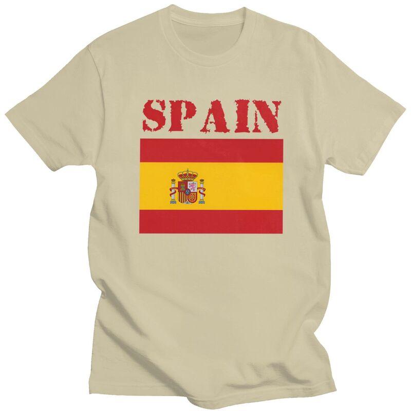 Custom Cool Spain Flag T Shirt Men Short Sleeves Pure Cotton Tshirt Leisure Tee Tops Streetwear Tshirt