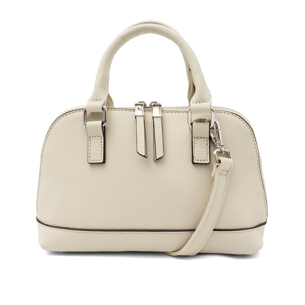 VITAFELICE Dames Ronde Rits 2-Weg Mini Handtas (sib-20069n) (Gebroken wit)