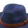 Summer Straw Hat Foldable Wide Brim Sun Hat with Faux Leather Strap Decor Adjustable Size Lightweight Outdoor Travel UV Protection Hat