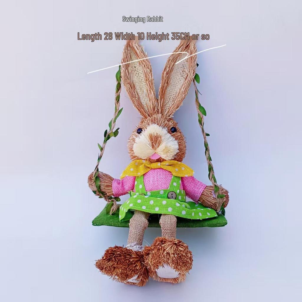 Handgefertigter Strohflecht-Kaninchenschmuck - Niedlicher Mori-Stil für Weihnachten & Ostern