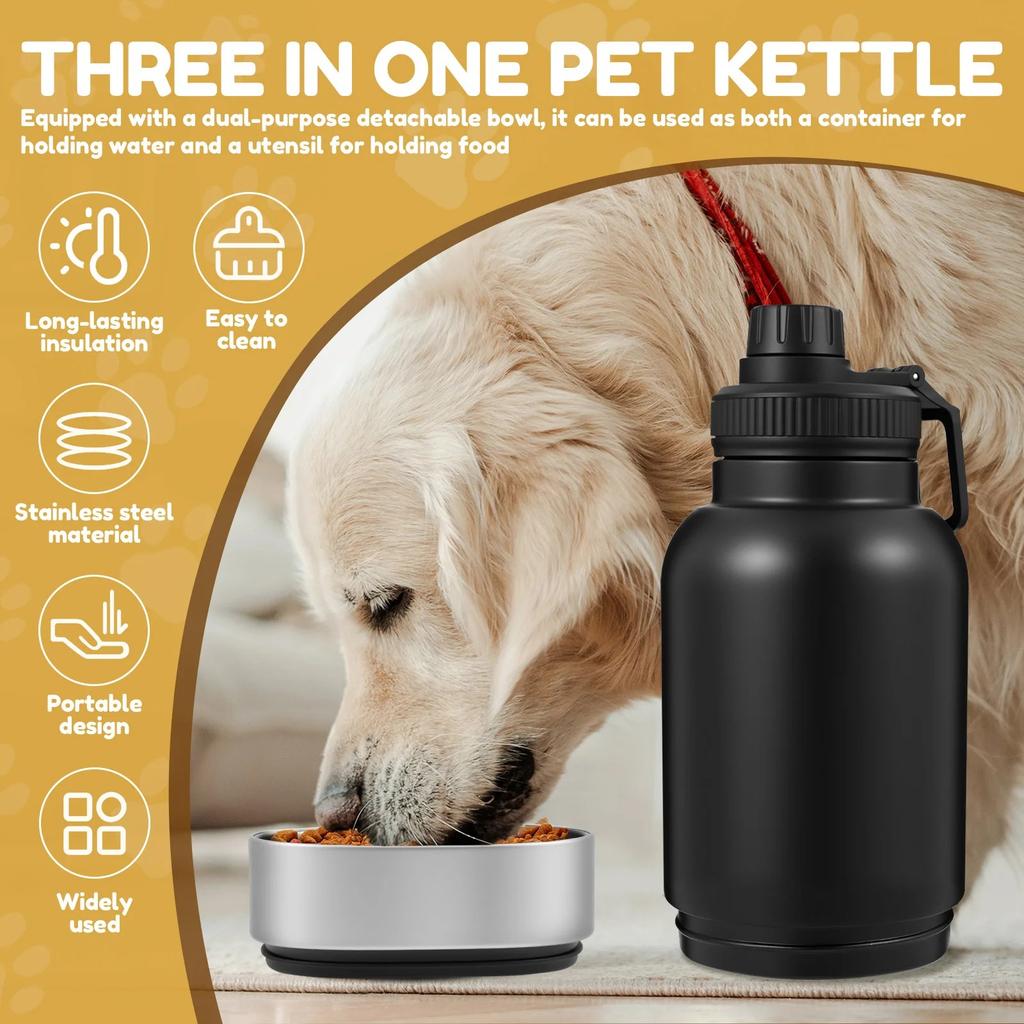 32oz 3-in-1 Portable Dog Water Bottle With 2 Bowls, Leak-proof Travel Water Dispenser For Walking And Hiking