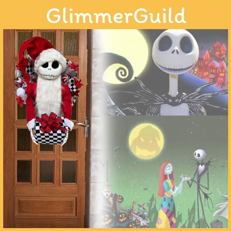 Jack Nightmare Skellington Before Christmas Inspired Shabby Chic Rag Wreath