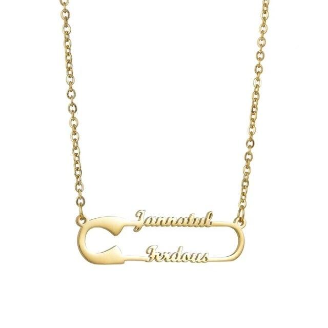 

Supremer Custom Clip Pin Name ожерелье Личность Нержавеющая сталь табличка с именем кулон колье для женщин ювелирные изделия подарок на годовщину 55cm золотой