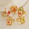 Geometric Summer Transparent Ring Stainless Steel Open Ring Retro Eternal Flower Ring  Couple