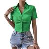 Women's Elegant Solid Colour Fashion Breathable Knitted Short Sleeve Shirt