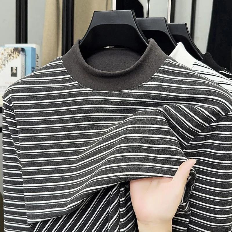 

Autumn and Winter New Double-sided German Velvet Long-sleeved T-shirt Men s Warm Top Half Turtleneck Sweatshirt L синій
