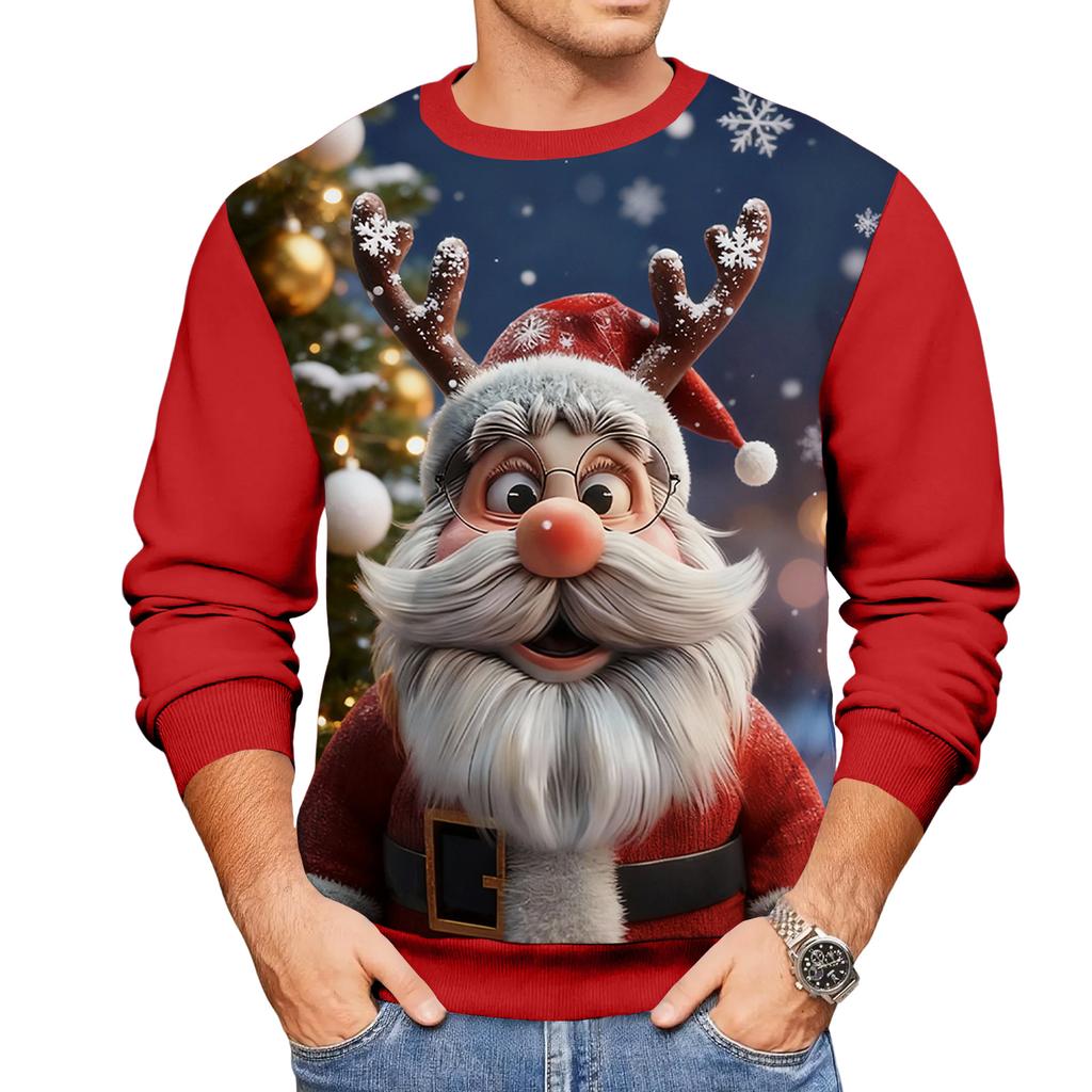 Weihnachtsdruck Lockerer Herren-Hoodie