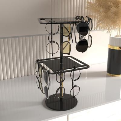 360 Degrees Rotating Sunglasses Organizer Single/Dual Layer Clear Acrylic Glasses Storage Rack Space Saving Heavy Duty Eyewear Display Stand Holder