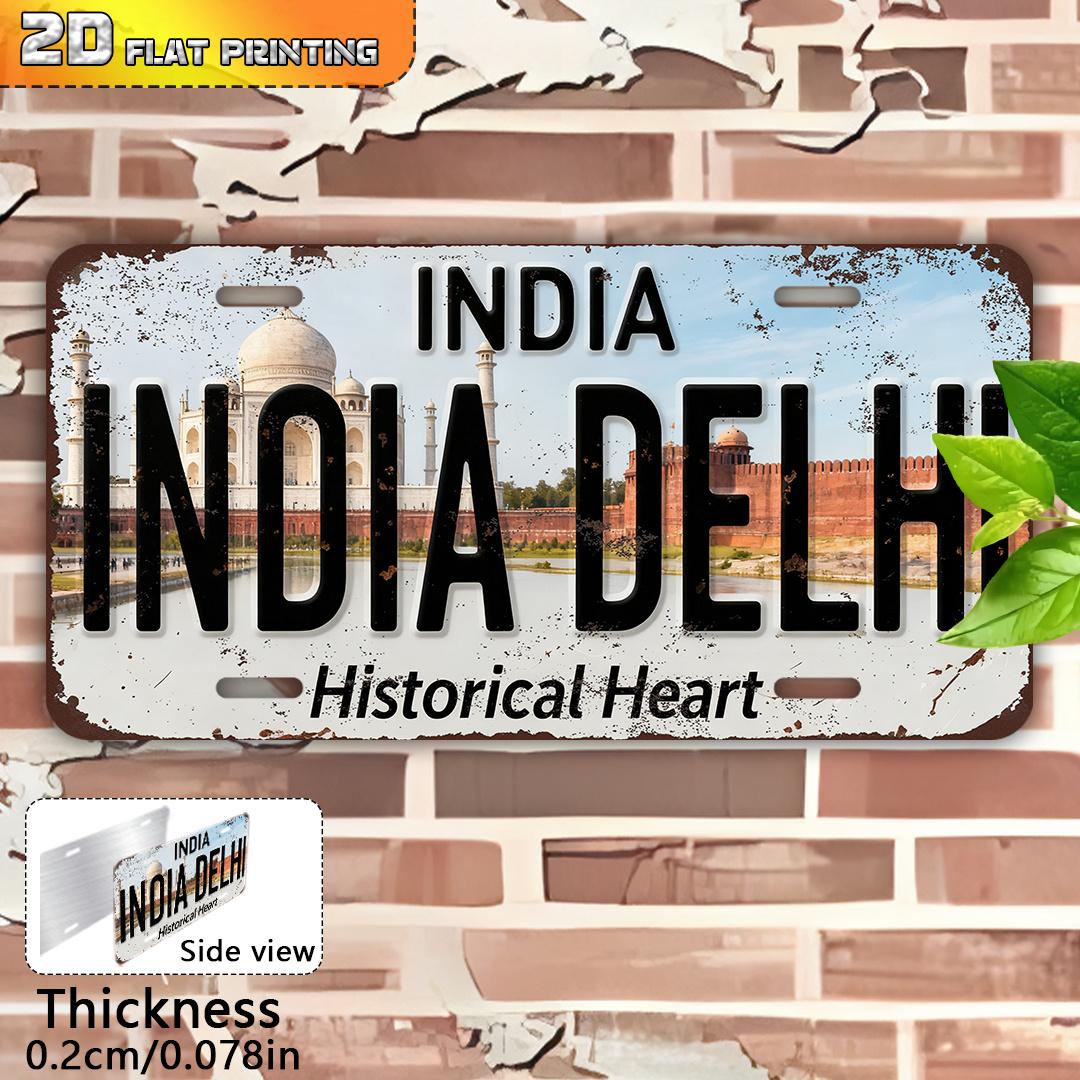 

D Flat D Flat pc Packaging D Flat Printing Vintage Aluminum Sign Outdoor Wall Decoration ( cm X cm) Delhi 15x30cm(5.9x7.8inch)