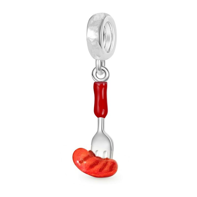 NEW Sparkling Red Series Charm Bead Clip Fit Original Silver Bracelet DIY Jewelry Christmas Gift Reindeer Motorcycle Dangle