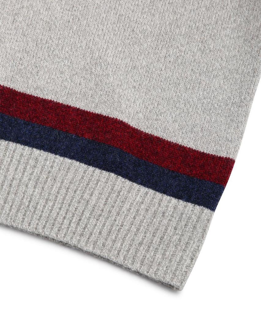BROOKS BROTHERS Wool Blended Tennis V-Neck Sweater (Grey) (Bbwnmf1057Wdw)