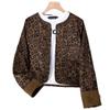 Women's Leopard Print Patchwork Color Block Jacket, Coco Style, New for Spring/Autumn 2025