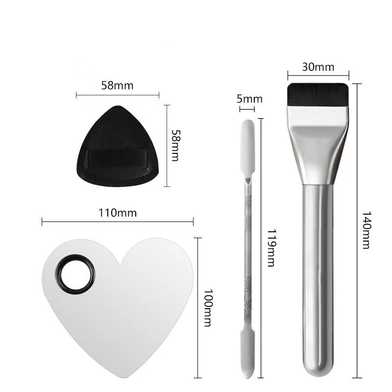 2/4Pcs Professional Makeup Tool Kit With Soft Foundation Brushes Stainless Steel Mixing Palette And Velvet Puff For Home Use