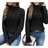 Women S Solid Twist Knit High Neck Long Sleeve Sweater