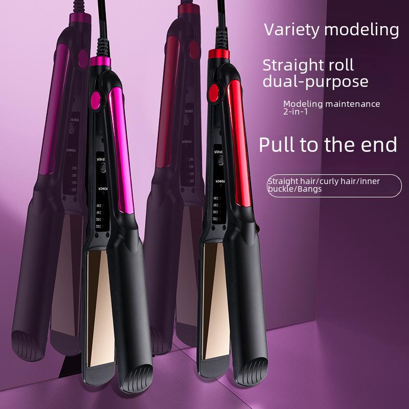 Dual-Purpose Ceramic Hair Straightener & Curling Iron: Safe for Hair, Ideal for Straightening and Styling Bangs