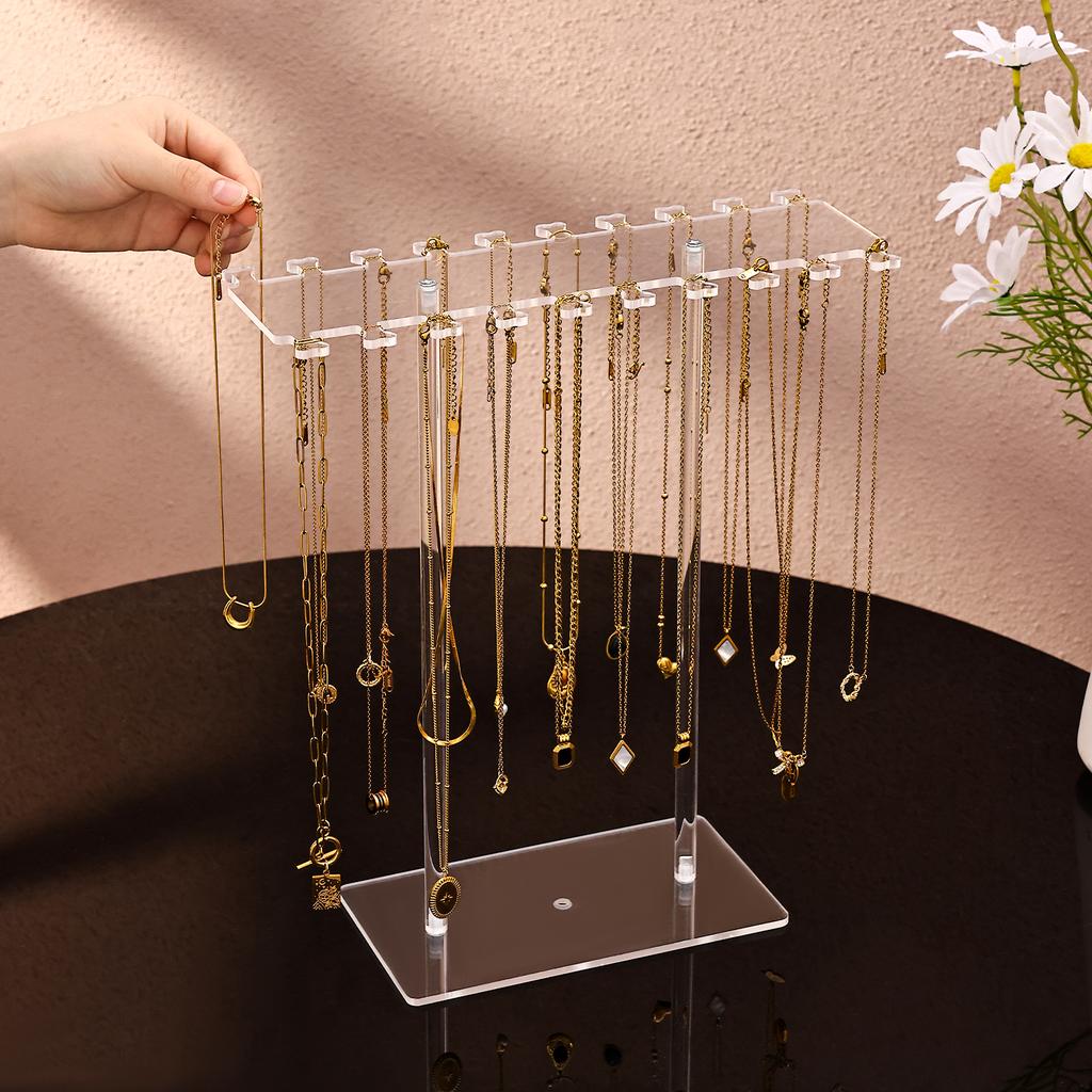 1pc Transparent Acrylic Desktop Necklace Display Rack, Dressing Table, Jewelry Organizer, Multifunctional Counter Display Props