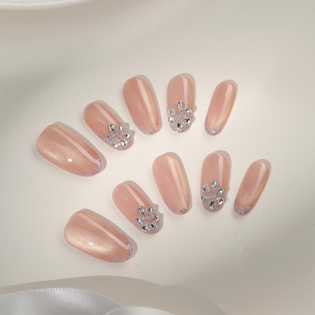 Zhuoshimei Handmade Luxury Cat Eye Nail Patches - Light, Elegant, and Removable