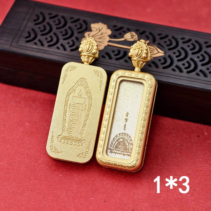 Tibetan Thangka Gold Necklace: Non-fading, Waterproof GAU Box Pendant, Multi-size Options