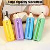 Pencil Case Large Capacity Pencil-Shaped Silicone Pencil Case for Students Zippered Stationery Storage Bag Multifunctional Travel Cosmetic Bag for