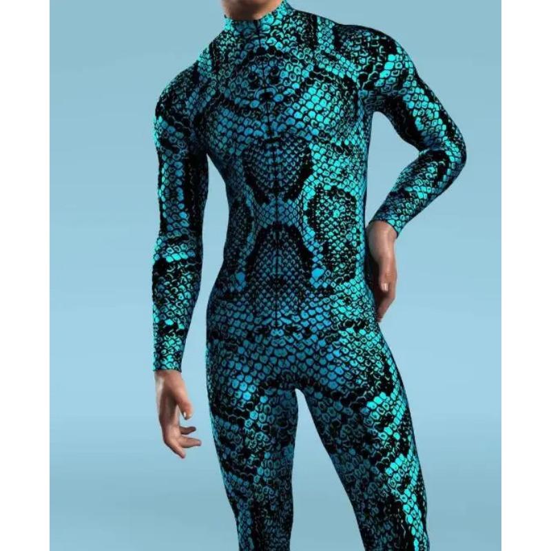 3D Printed Multicolour Cosplay Costume Men Women Front Zipper Zentai Bodysuit Halloween Party Jumpsuits Carnival Holiday Outfit