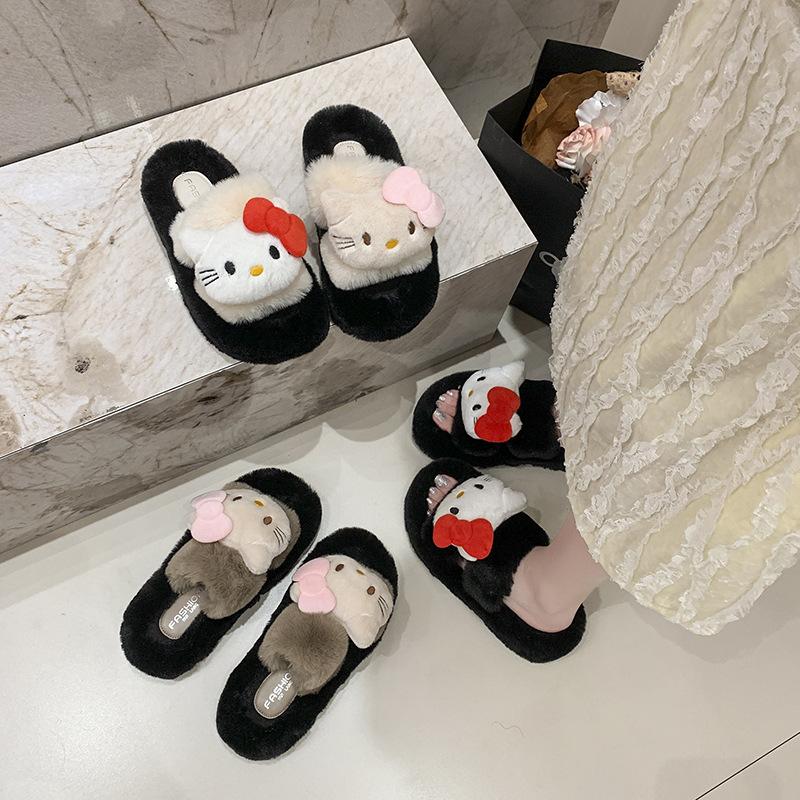 Cute Cartoon Soft Bottom Fluffy Drag Girl 2025 Autumn and Winter New Girl Soft Heart Cute Comfortable Cotton Slippers