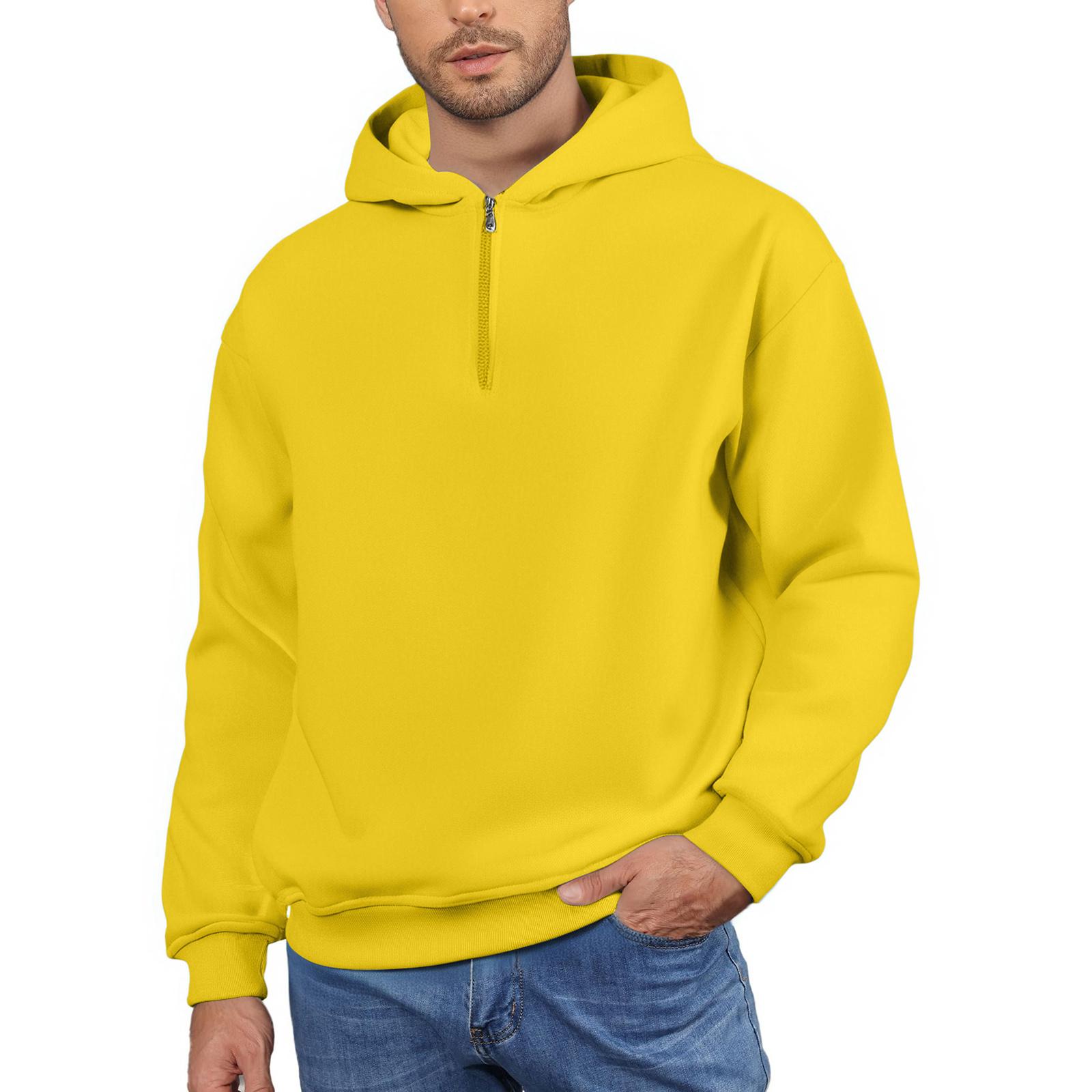 

Men s Fleece Hoodie Casual Long Sleeve Sweatshirt XL жёлтый