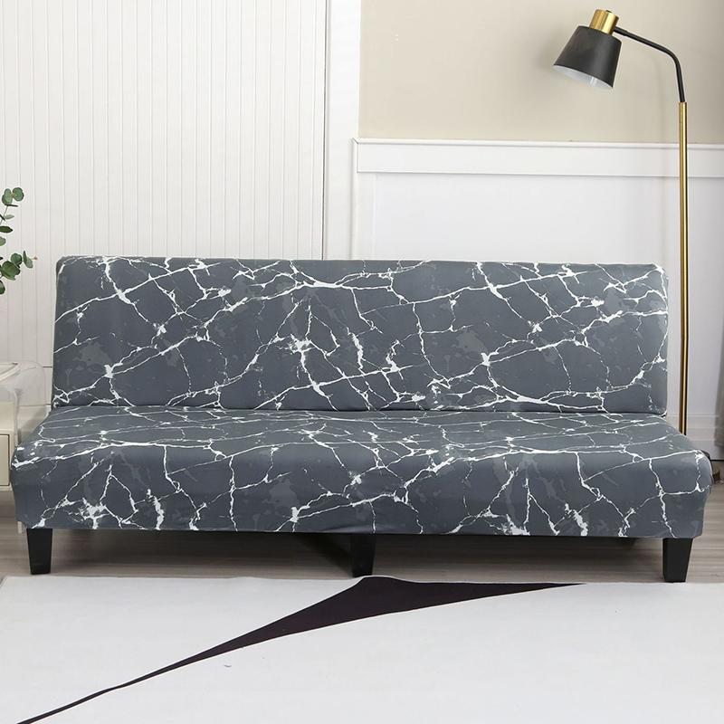 Floral Printed Armless Futon Slipcover Stretch Sofa Bed Slipcover Furniture Protector Without Armrests with Elastic Bottom 1pc