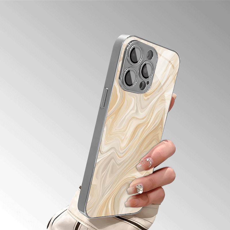 Aesthetic Cream Beige Marble Swirl Phone Case for IPhone17ProMax 16 15 14 13 12ProMax 11 11Pro Anti-Drop Protection