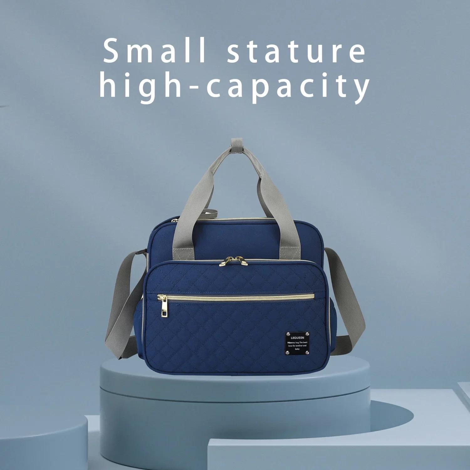 Mommy Shoulder Bag Luxury Handbag Large Capacity Bottle Storage Bag Diaper Pouch Multi-function Fashion Crossbody Shoulder Bag синий