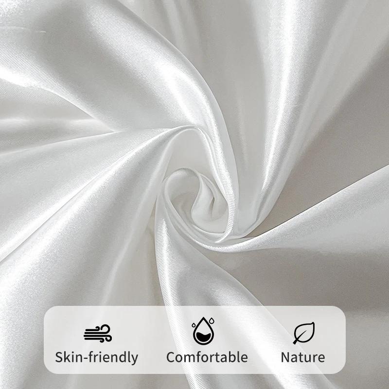 3PCS/1 Set Luxury Satin Fitted Sheet Set Satin Elastic  Silk Bed Cover Sheet Solid Mattress Cover 1 Bed Sheet with 2 Pillow Cover