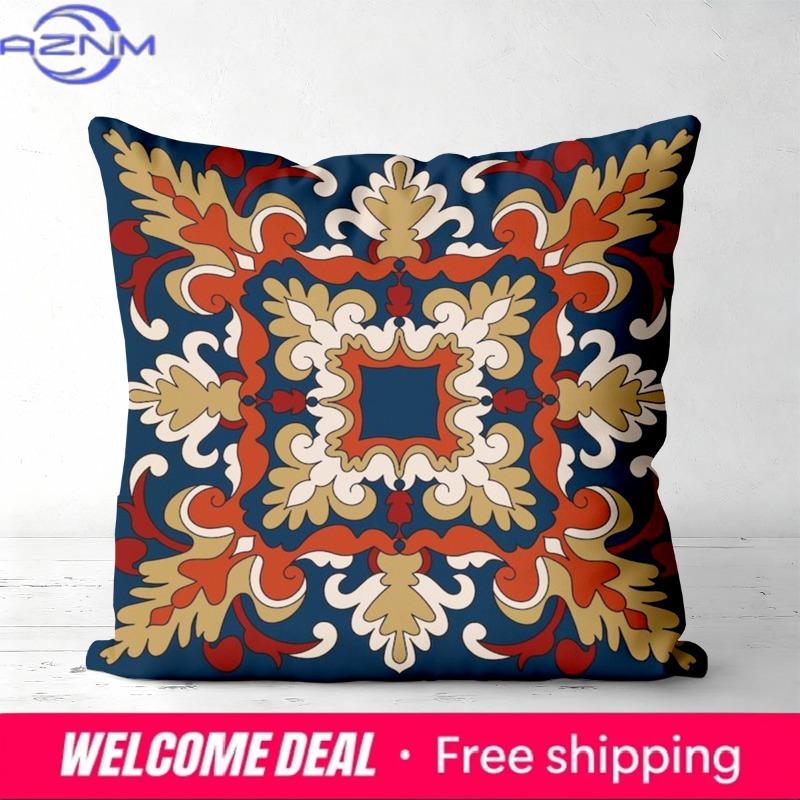 Exquisite Floral Patterned Throw Pillow Cushions Polyester Pillowcase, Sofa Decorative Cushion Cov Headboard Pillow